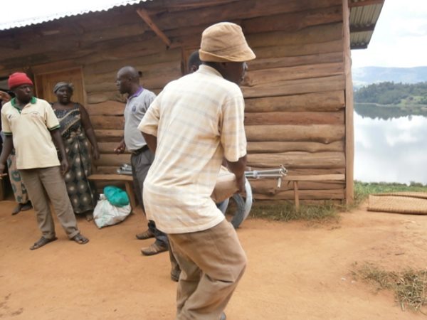 Uganda water tanks moving materials
